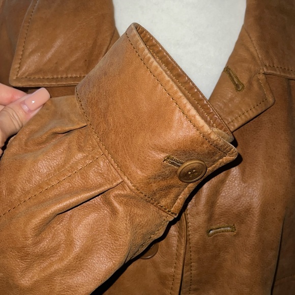 Lamatta Italian rustic leather jacket in desert tan - Picture 3 of 5